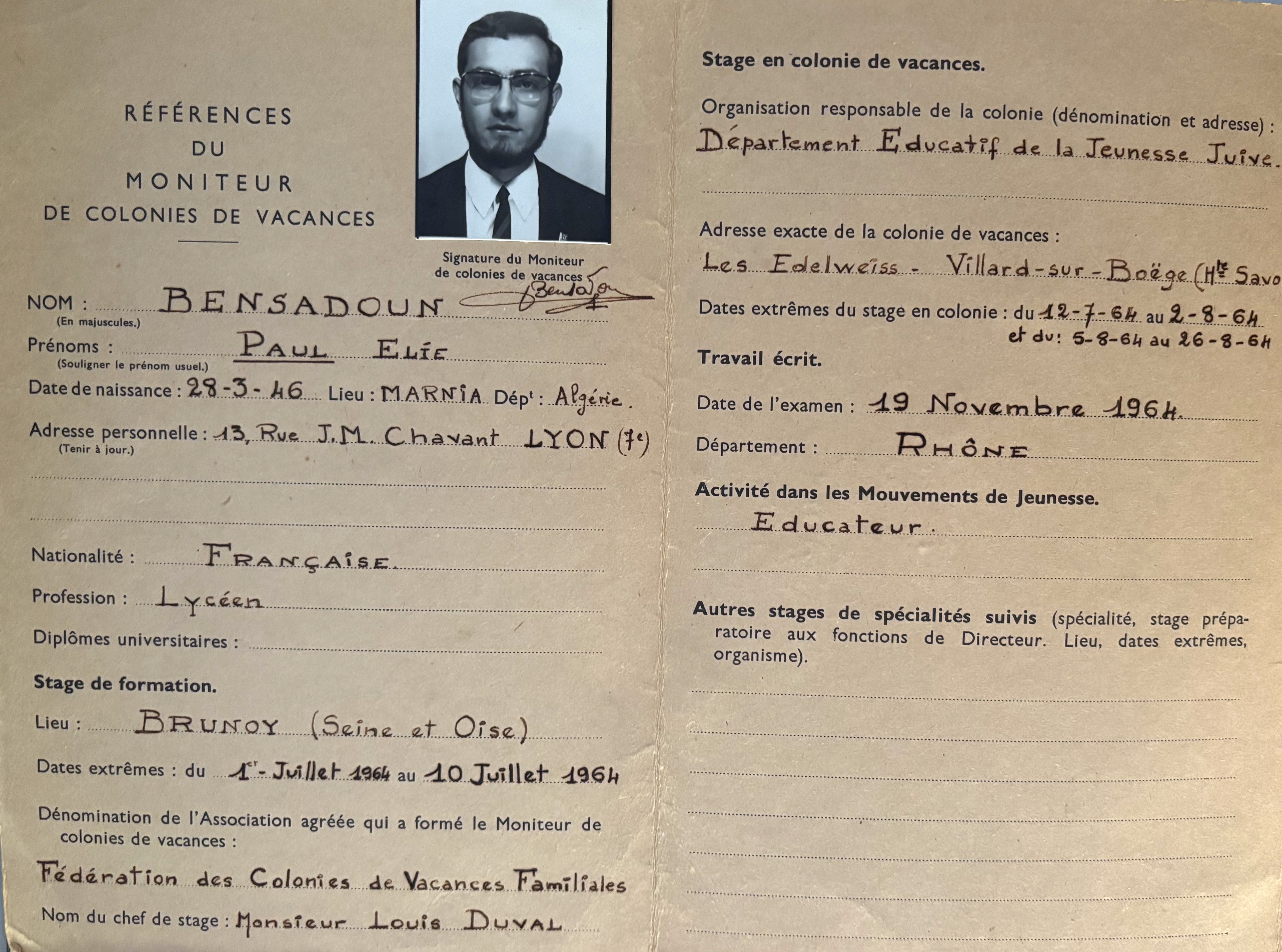 Références du Moniteur de CV